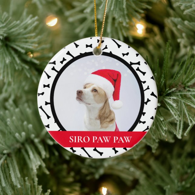  Red Custom Dog Name Photo  Ceramic Tree Decoration (Tree)