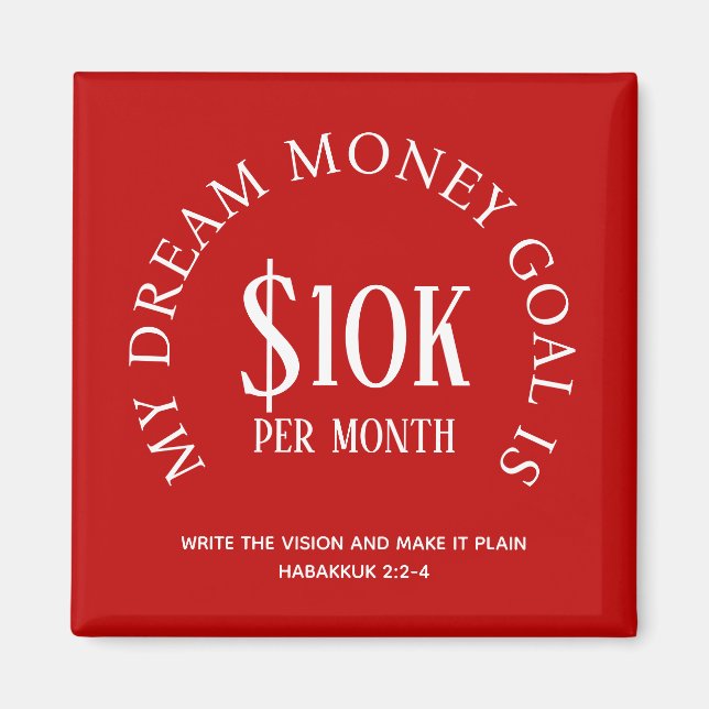 Red Custom Financial Income Goal Magnet (Front)