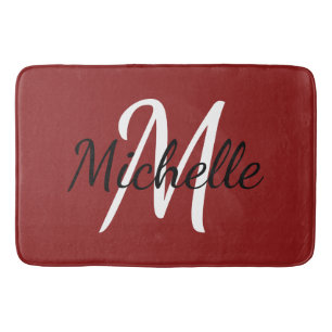 Red Custom Monogram Bath Mat