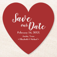 Red Custom Name Wedding Save our date Paper Coast