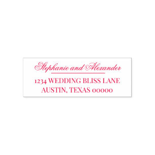 Red Custom Names Elegant Return Address Wedding  Self-inking Stamp