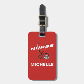 RED Custom Nurse Name Luggage Tag