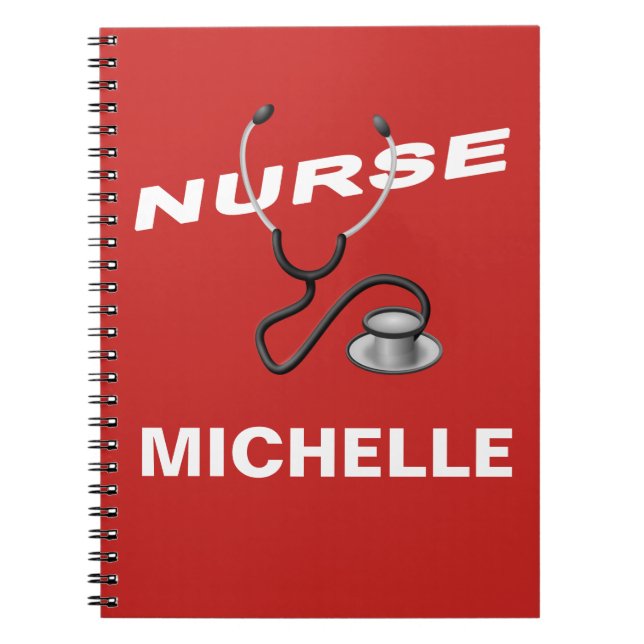 RED Custom Nurse Name Notebook (Front)