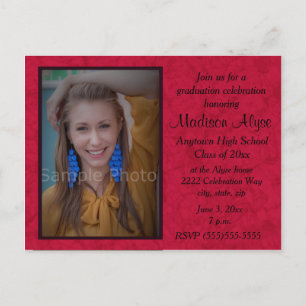 Red Custom Photo Graduation Celebration Invitation Postcard