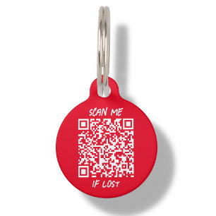 Red Custom QR Code   Scan Pet ID Tag