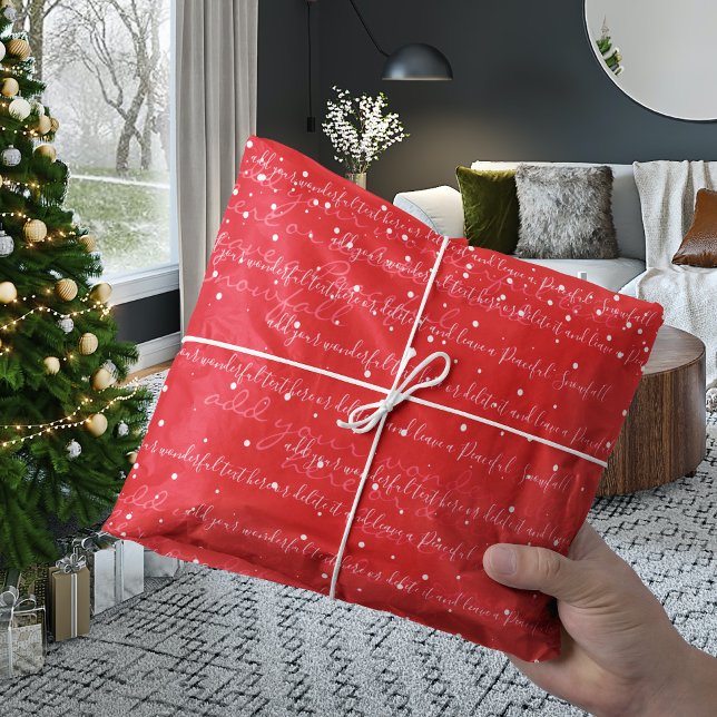Red | Custom Script Text Elegant Christmas Tissue Paper (Creator Uploaded)