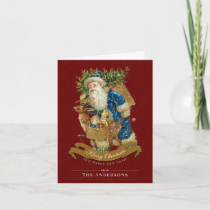 Red Custom Vintage Santa Claus Christmas Note Card