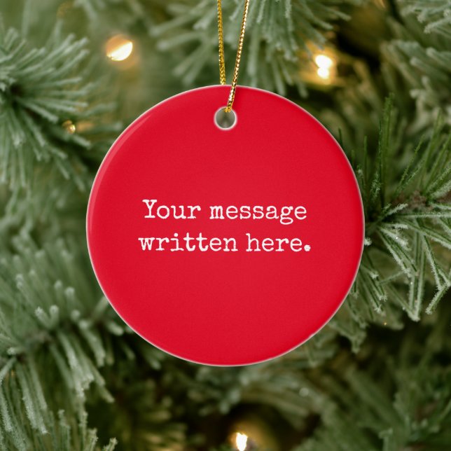 Red Custom Your Message Personalised Text Quote Ceramic Tree Decoration (Tree)