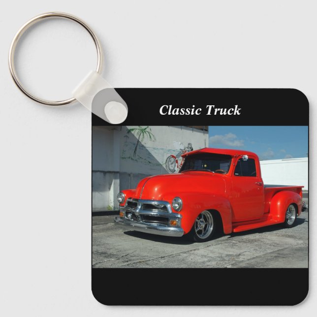 Red Customised Pickup Truck Key Ring (Front)