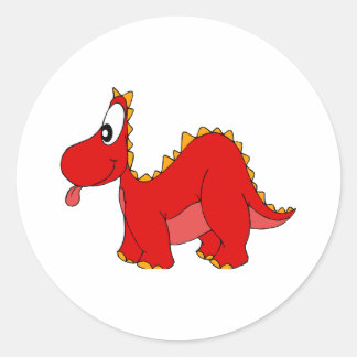 Red Cute Dragon Classic Round Sticker