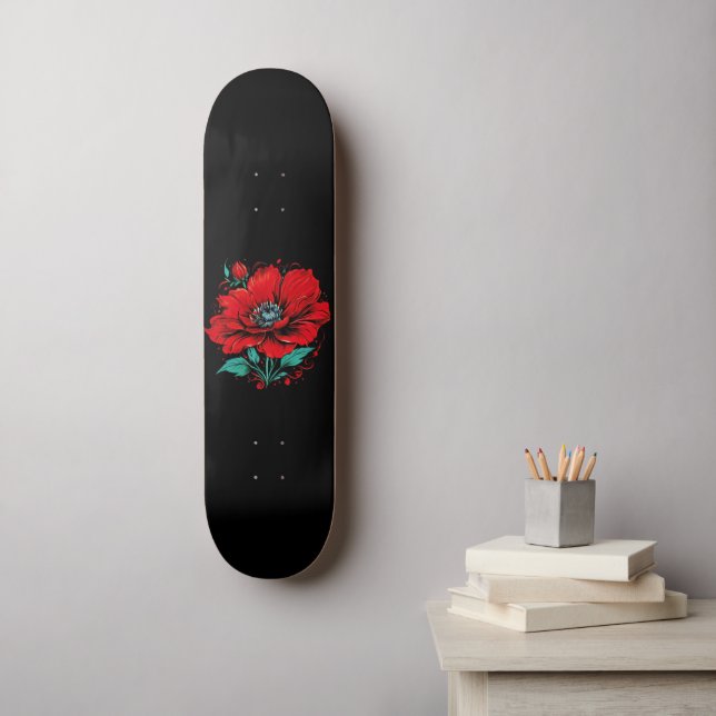 Red Cute Flower Skateboard (Wall Art)