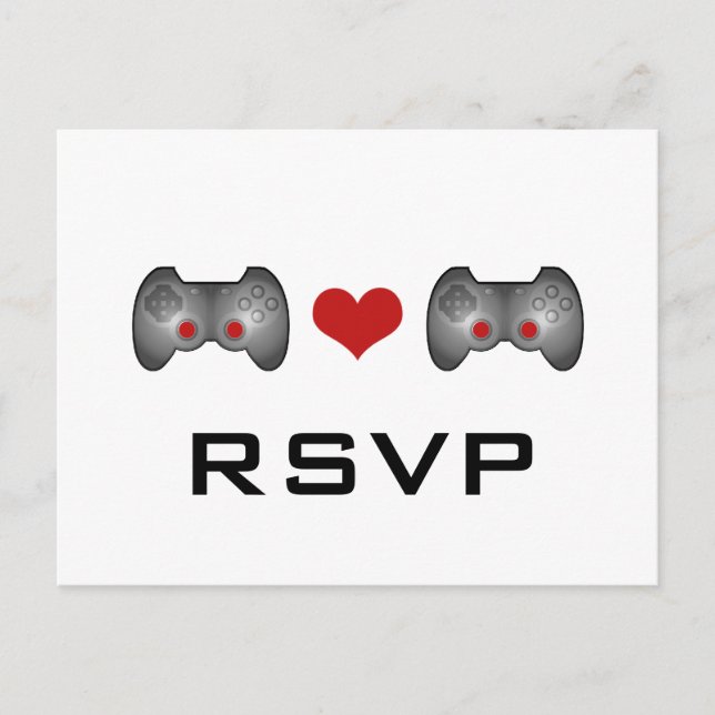 Red Cute Gamer RSVP Postcard (Front)