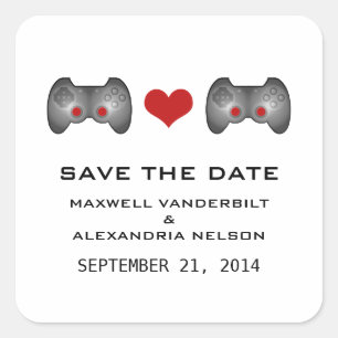Red Cute Gamer Save the Date Stickers