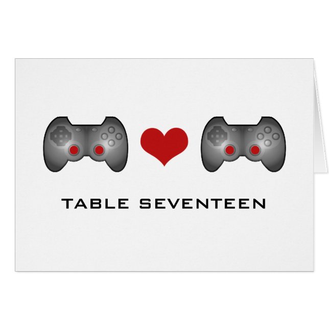 Red Cute Gamer Table Number Card (Front Horizontal)
