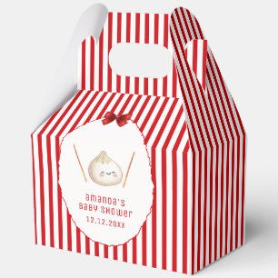 Red Cute Girl Bow Asian Dumpling Baby Shower  Favour Box