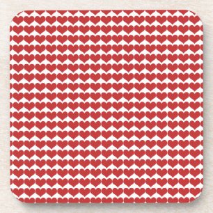 Red Cute Hearts Pattern Coaster Set