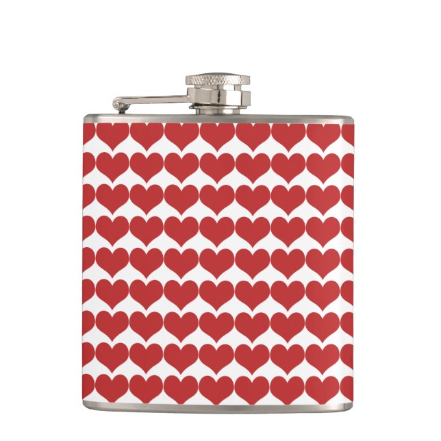 Red Cute Hearts Pattern Flask (Front)