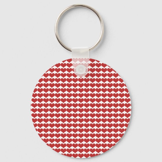 Red Cute Hearts Pattern Keychain (Front)