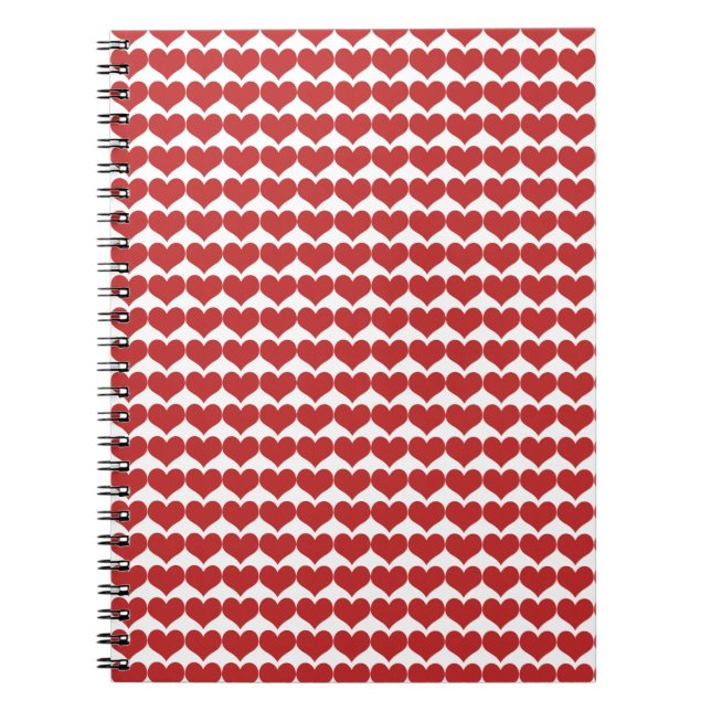 Red Cute Hearts Pattern Notebook (Front)