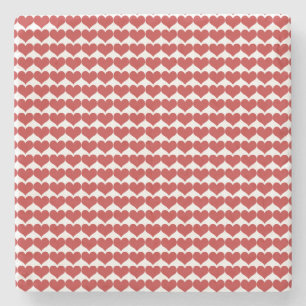 Red Cute Hearts Pattern Stone Coaster