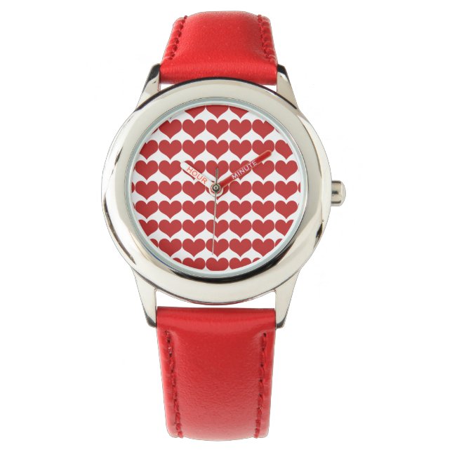 Red Cute Hearts Pattern Watch (Front)