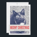 Red Cute Meowy Christmas Pet Photo Flat Cards<br><div class="desc">These "Meowy Christmas" holiday cards are festive,  stylish and perfect for this Christmas season!</div>