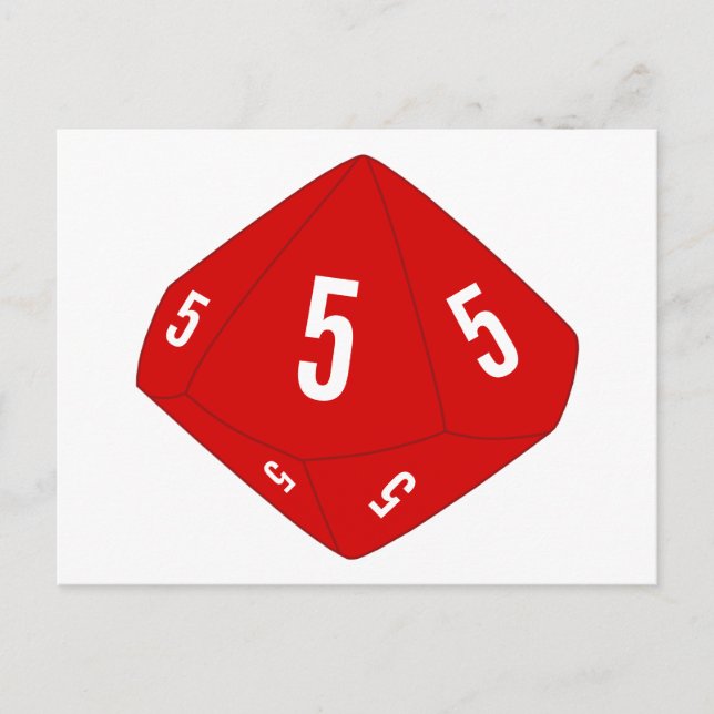 Red D10 Dice Table Number Postcard (Front)