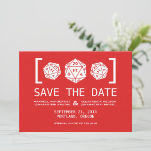 Red D20 Dice Gamer Save the Date Invite