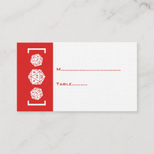 Red D20 Dice Gamer Wedding Place Card