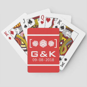 Red D20 Dice Gamer Wedding Playing Cards