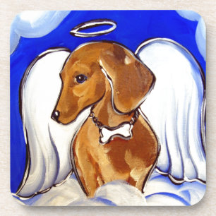 Red Dachshund Angel Coaster
