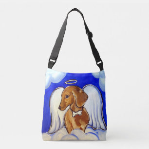 Red Dachshund Angel Crossbody Bag