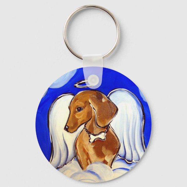 Red Dachshund Angel Key Ring (Front)