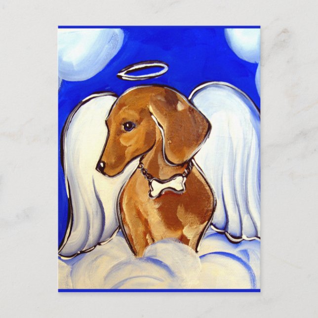 Red Dachshund Angel Postcard (Front)