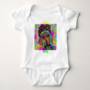 RED DACHSHUND BABY BODYSUIT
