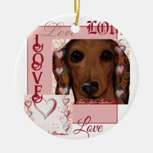 Red Dachshund      Ceramic Tree Decoration