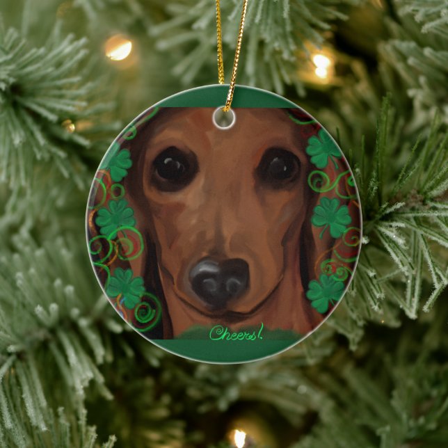 Red Dachshund     Ceramic Tree Decoration (Tree)