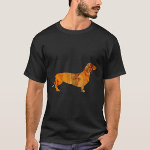 Red Dachshund Dog Breed Stone Look Fluid Art T-Shirt
