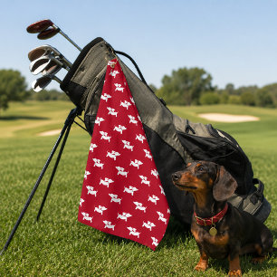 Red Dachshund Golf Towel Golfing Gift
