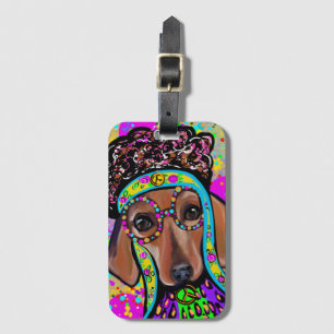 RED DACHSHUND LUGGAGE TAG