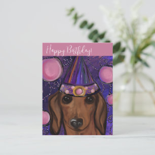 Red Dachshund         Postcard