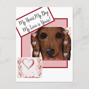 Red Dachshund   Postcard