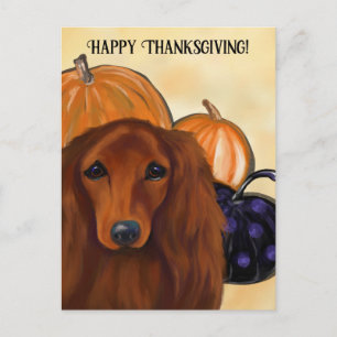 RED DACHSHUND POSTCARD