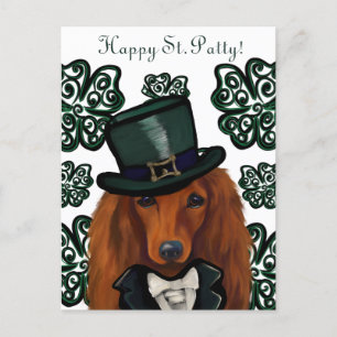 RED DACHSHUND POSTCARD