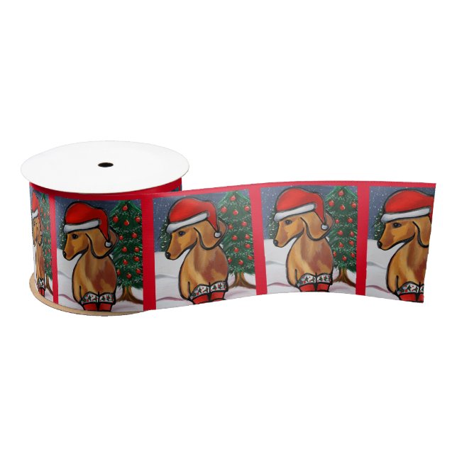 Red Dachshund     Satin Ribbon (Spool)