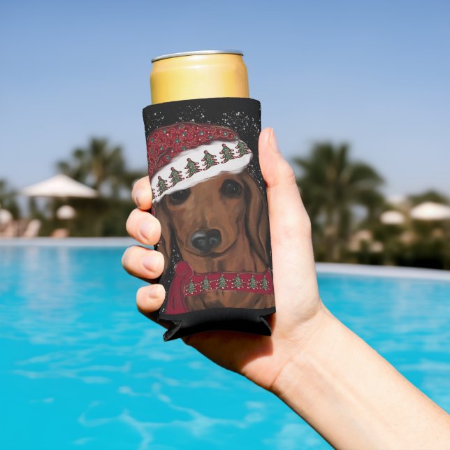 Red Dachshund  Seltzer Can Cooler (In Situ Pool)