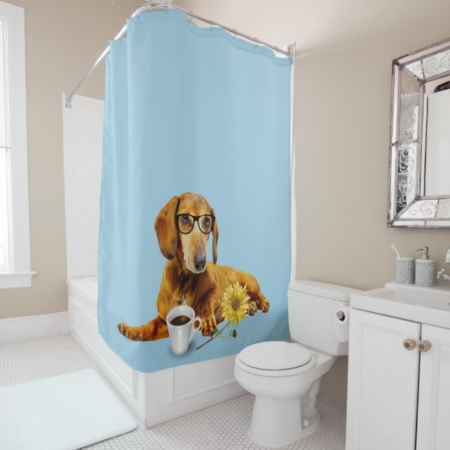 Red Dachshund Shower Curtain (In Situ)
