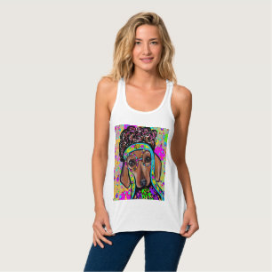 RED DACHSHUND SINGLET