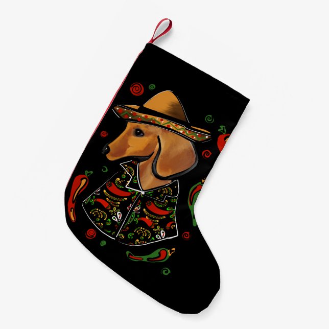 Red Dachshund   Small Christmas Stocking (Front (Hanging))