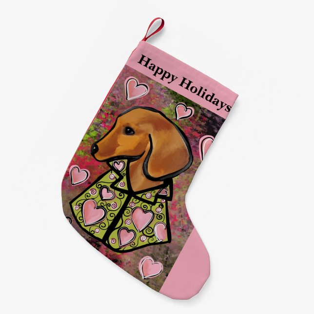 Red Dachshund   Small Christmas Stocking (Front (Hanging))
